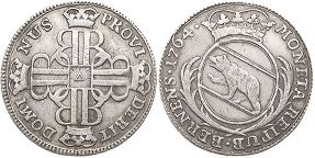 Moneda Berna 20 kreuzer 1764
