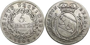 Moneda Berna 5 batzen 1808