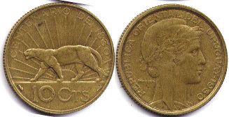 moneda Uruguay 10 centésimos 1930