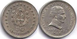 moneda Uruguay 50 centésimos 1960