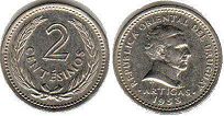 moneda Uruguay 2 centésimos 1953