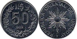 moneda Ururuay 50 new pesos 1989