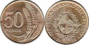 moneda Uruguay 50 pesos 1970
