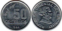 moneda Uruguay 50 centésimos 1994