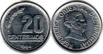 moneda Uruguay 20 centésimos 1994