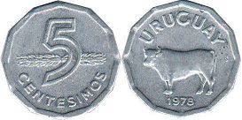 moneda Uruguay 5 centésimos 1978