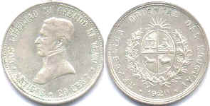 moneda Uruguay 20 centésimos 1920