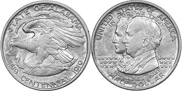Moneda Estadounidenses 1/2 dólar 1921 ALABAMA