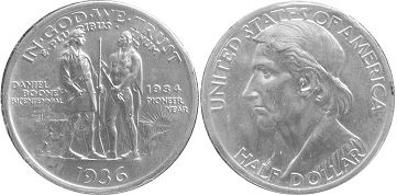 Moneda Estadounidenses 1/2 dólar 1936 DANIEL BOONE