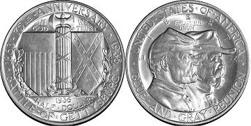 Moneda Estadounidenses 1/2 dólar 1936 GETTYSBURG