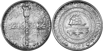 Moneda Estadounidenses 1/2 dólar 1936 NORFOLK