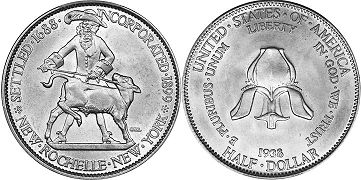 Moneda Estadounidenses 1/2 dólar 1938 NEW ROCHELLE