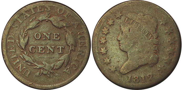 US moneda 1 centavo 1812