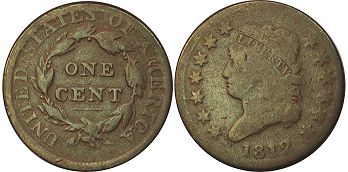 Moneda Estadounidenses 1 centavo 1812