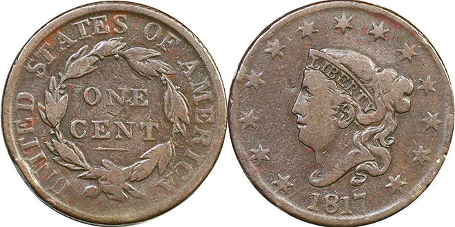 US moneda 1 centavo 1817