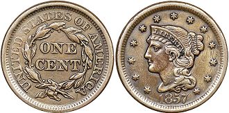 Moneda Estadounidenses 1 centavo 1857