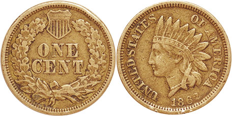 US moneda 1 centavo 1862