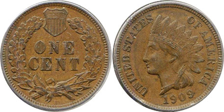 US moneda 1 centavo 1909