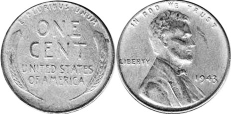 US moneda 1 centavo 1943