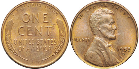 US moneda 1 centavo 1955 Wheat penny