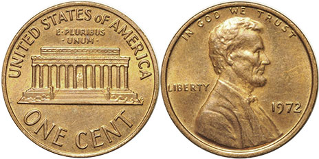 US moneda 1 centavo 1972