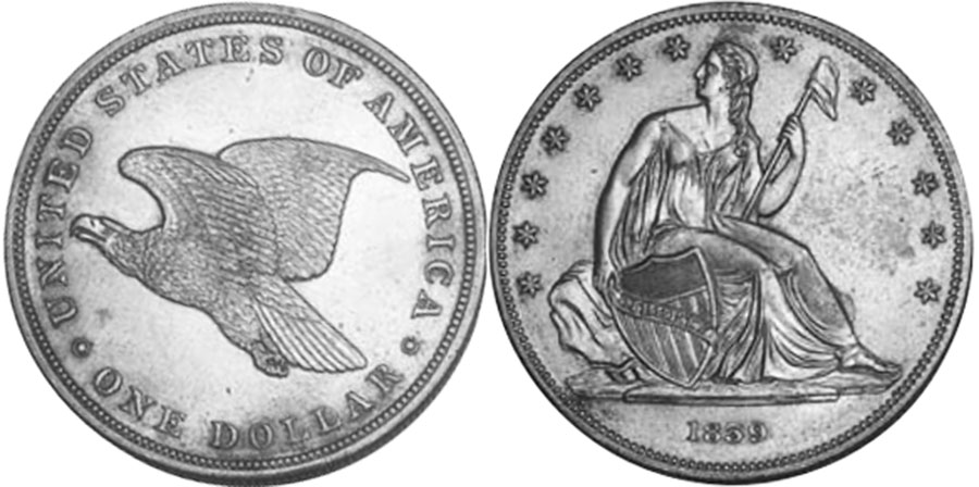 US moneda 1 dólar 1839