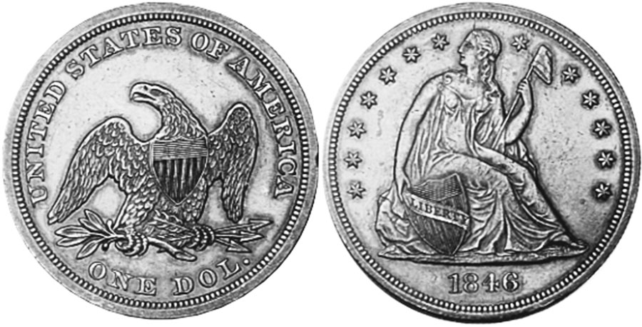 US moneda 1 dólar 1846