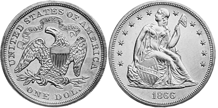 US moneda 1 dólar 1866