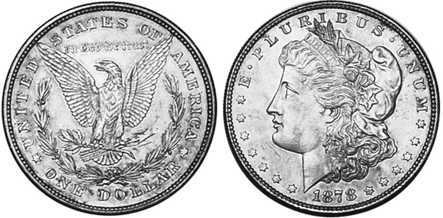 US moneda 1 dólar 1878