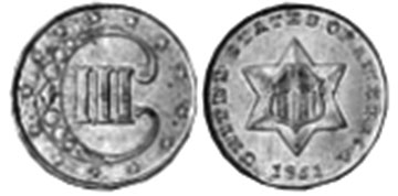 US moneda 3 centavos 1851