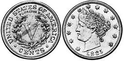 Moneda Estadounidenses 5 centavos 1885