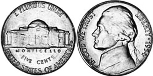 US moneda 5 centavos 1954