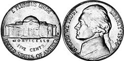 Moneda Estadounidenses 5 centavos 1954