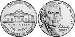 Moneda Estadounidenses 5 centavos 2009