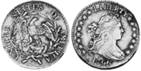 US moneda dime 1796