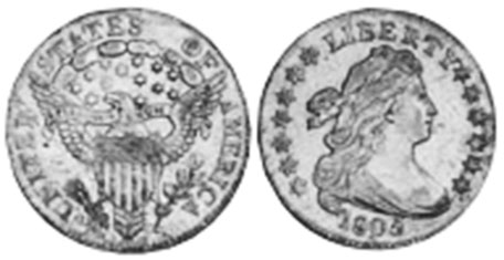 US moneda dime 1805