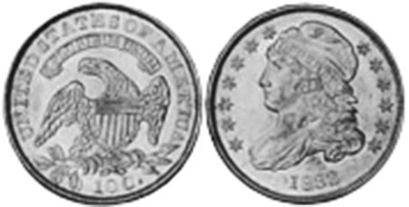 US moneda dime 1832