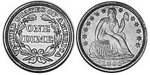 Moneda Estadounidenses 10 centavos 1855