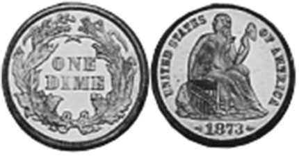 US moneda dime 1873