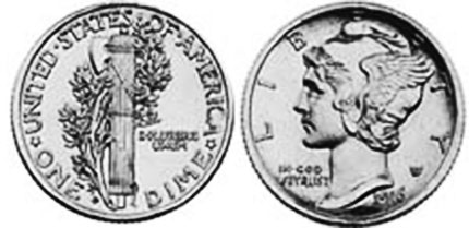 US moneda dime 1945