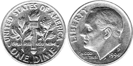 US moneda dime 1994