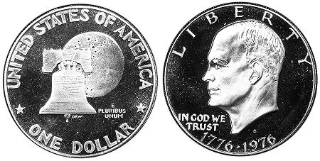 Moneda Estadounidenses 1 dólar 1976 Bicentenario plata
