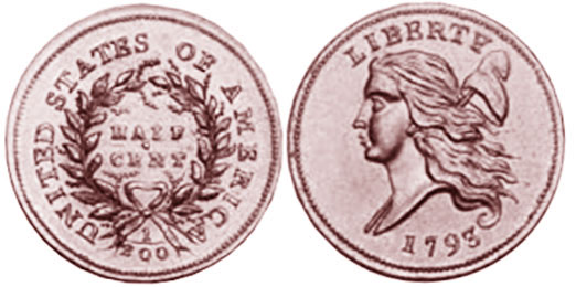 US moneda half cent 1793