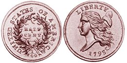 Moneda Estadounidenses medio centavo 1793