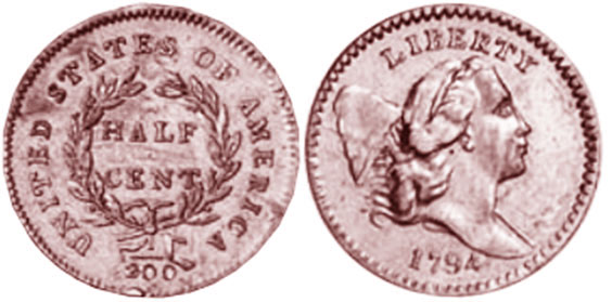 US moneda half cent 1794