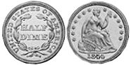 Moneda Estadounidenses 5 centavos 1844