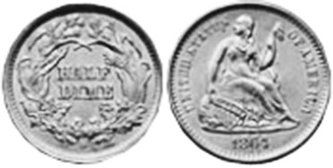 US moneda half dime 1862