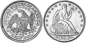 Moneda Estadounidenses 1/2 dólar 1853