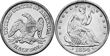 Moneda Estadounidenses 1/2 dólar 1854