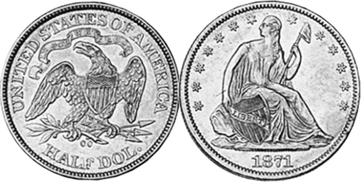 US moneda 1/2 dólar 1871